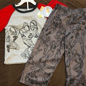 Carter's Kids Football Pajama Set - Red and Gray